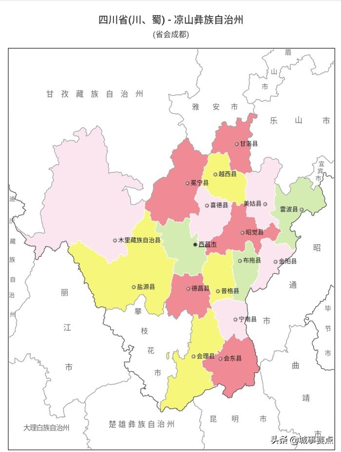 最全版四川省行政区划图，下辖地级市达18个，自治州面积广阔